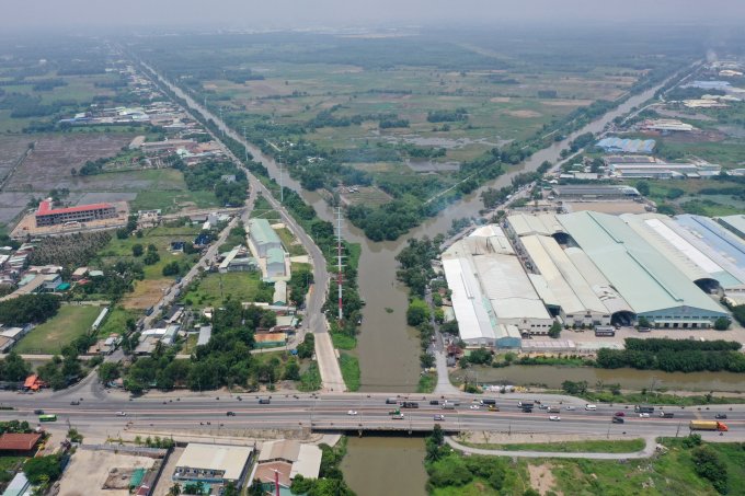 Một phần huyện Hóc Môn, địa phương có giá đất mới tăng lên trên 10 lần ở số vị trí. Ảnh: Quỳnh Trần