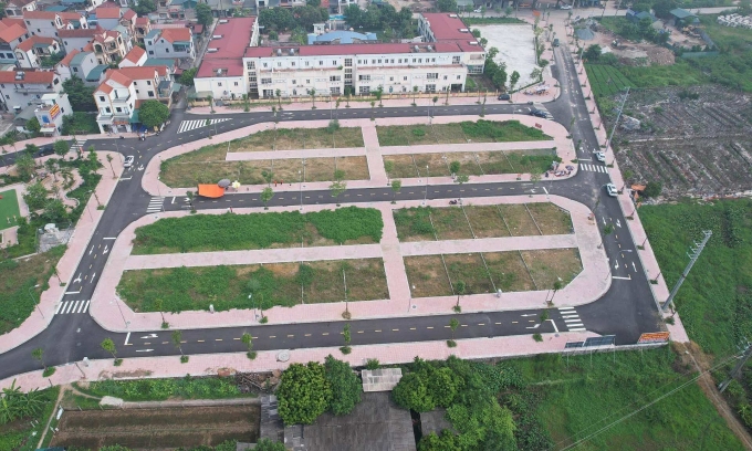Các thửa đất vừa được đấu giá thành công tại xã Tiền Yên, huyện Hoài Đức. Ảnh: Anh Tú