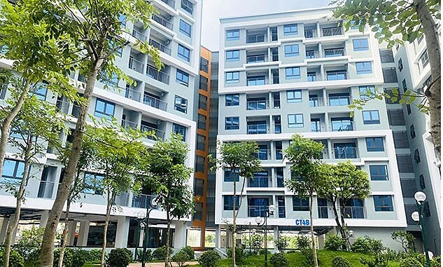 Toà nhà xã hội CT4 tại Khu đô thị mới Kim Chung được hoàn thành cuối năm 2021. Ảnh: Handico