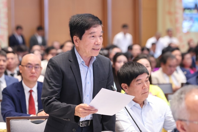 Ông Nguyễn Quốc Hiệp, Chủ tịch Hiệp hội Nhà thầu xây dựng Việt Nam, phát biểu tại tọa đàm. Ảnh: VGP