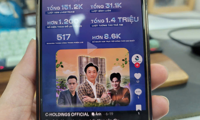 Kết quả tương tác sau phiên livestream bán bất động sản ông Nguyễn Quốc Cường tham gia giữa tháng 6. Ảnh: Anh Tú